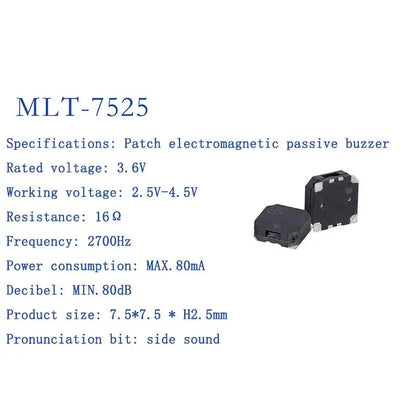 Active and Passive Electromagnetic Patch Buzzers MLT-4020 MLT-5018 MLT-5020 MLT-5030 5525 7525 8530 8540 9025 9032 9045 MLT9650