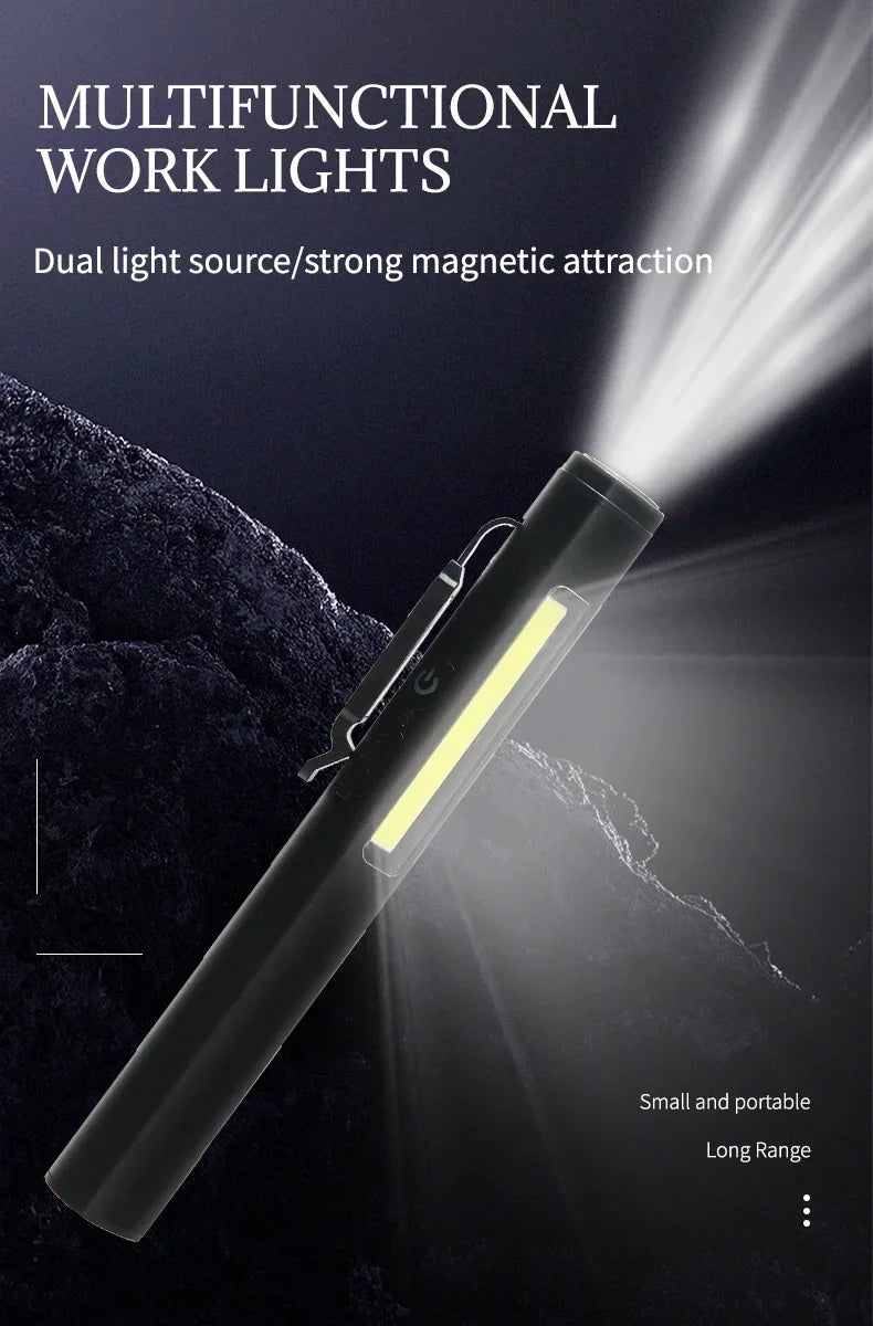 Portable UV LED Pen Light USB Rechargeable Work Lantern with Magnet