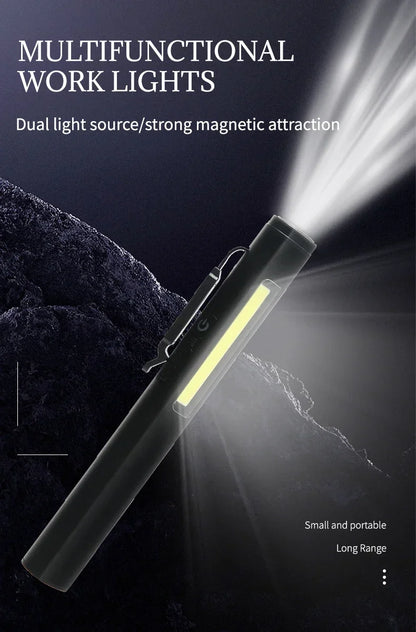 Portable UV LED Pen Light USB Rechargeable Work Lantern with Magnet