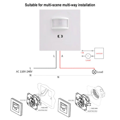 Adjustable Sensor Switch Motion Sensor Switch Infrared Motion Sensor Adjustable Sensitivity Customizable Range