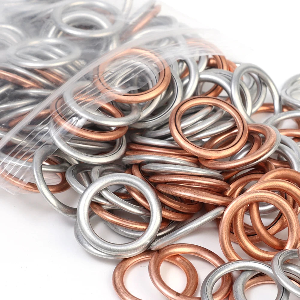 200/10pcs Car Oil Pan Drain Gasket Drainage Bolt Pad Aluminum/ Copper Oil Drain Plug Gasket Cars Accessories for Volkswagen Audi