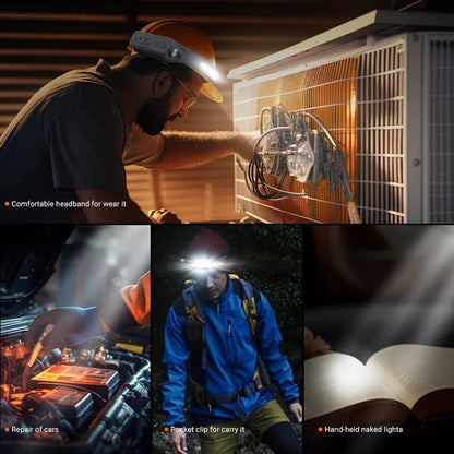LED Sensor Headlamp Rechargeable Head Torch 5 Mode for Outdoor