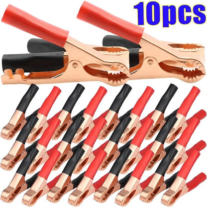 10/2pcs MINI Battery Clip Car Grounding Wire Crocodile Clip Power Clip Full Sheath Fish Clips 70MM Connectors Alligator Clips
