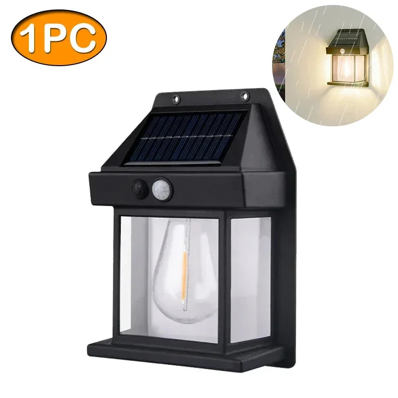 1-4PCS Solar Tungsten Filament Lamp Outdoor Waterproof Garden Wall Light Intelligent Induction Courtyard Villa Lighting Lantern