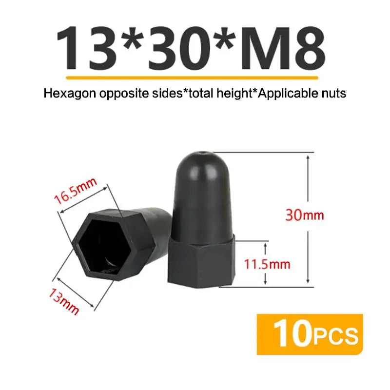 New 10PCS Lengthen Nut Cap Hexagonal Nut M6 M8 M10 M12PE Plastic Nut Protection Caps Hex Screw Protective Sleeve