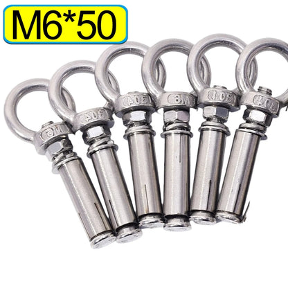 Heavy Duty Eyebolt M6 Stainless Steel Anchor Fastener Secure Concrete Lifting Ring Closed Hook Sleeve Wall Nut Hardware Fastener