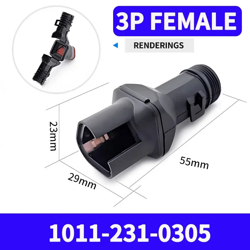 2-12P DT Connector Male Female Tail Clip Set 1011-235-0405 with Corrugated Pipe Harness Protective Sheath