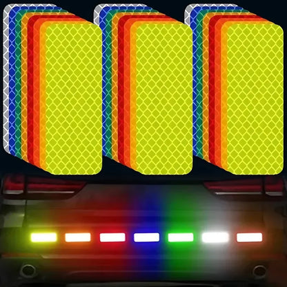 Car Bumper Reflective Safety Strip Stickers – Warning Reflector Tape for Auto Exterior & Interior (10pcs)