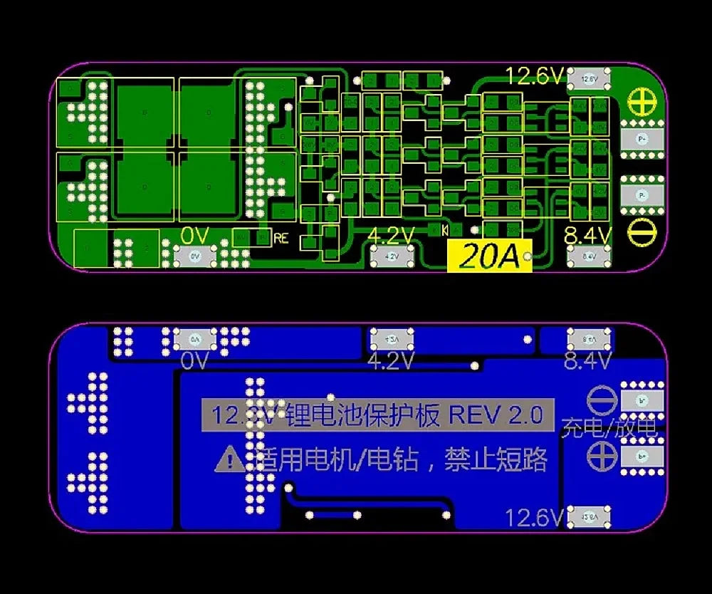 3S 20A Li-ion Battery BMS Board with Overcharge and Discharge Protection for 18650 Cells and Power Tools