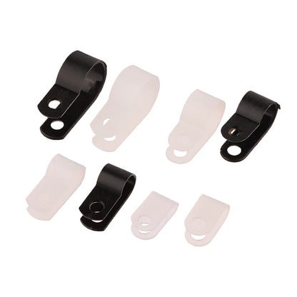 100Pcs/Pack U-Type R-Type Nylon Clamp Cable Clips Plastic Hose Fasteners Mount Fix Hardware Electrical Fitting Wire Management
