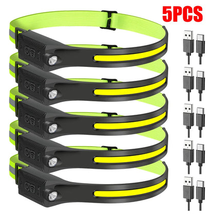 High-power LED Headlamp USB Rechargeable 3-mode Lighting Headlight Flashlight Built in Battery Working Light Camping Torch Light