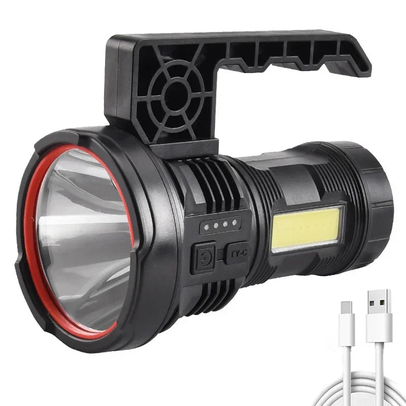20W LED Flashlight COB Type-C Rechargeable Zoom Torch