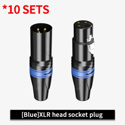3Pin XLR Color Head Pure Copper Pin Male and Female Audio Microphone Connector Canon Welding Plug Socket