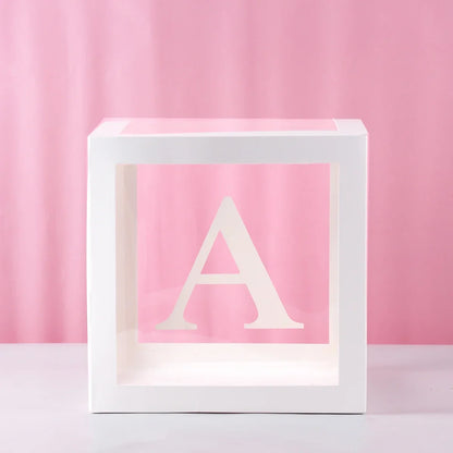 27/25cm Custom Transparent Letter Box A-Z Baby Shower Girl 1st Birthday Party Decoration Kids Wedding Birthday Balloon DIY Box