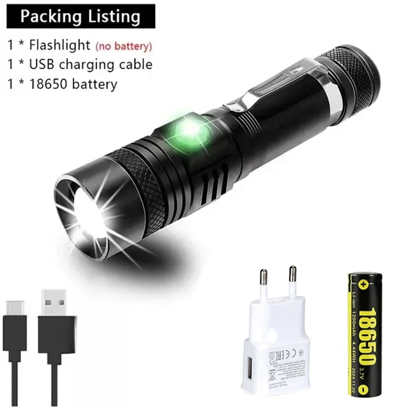 Ultra Bright LED Flashlight T6 Rechargeable Tactical Clip Torch