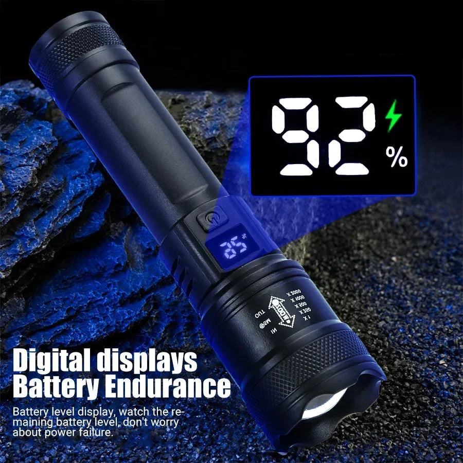 1600000LM Super Bright LED Flashlight – USB Rechargeable Long Range Tactical Torch Waterproof for Camping & Fishing