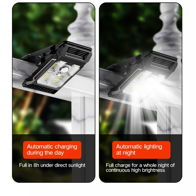 Solar Sensor Motion Light Clip on Lawn Lamp Outdoor Waterproof Work Light Camping Household Garden Lighting Courtyard Lamp