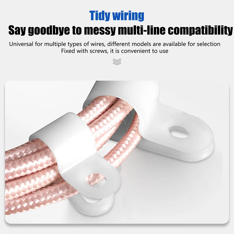 100Pcs/Pack U-Type R-Type Nylon Clamp Cable Clips Plastic Hose Fasteners Mount Fix Hardware Electrical Fitting Wire Management