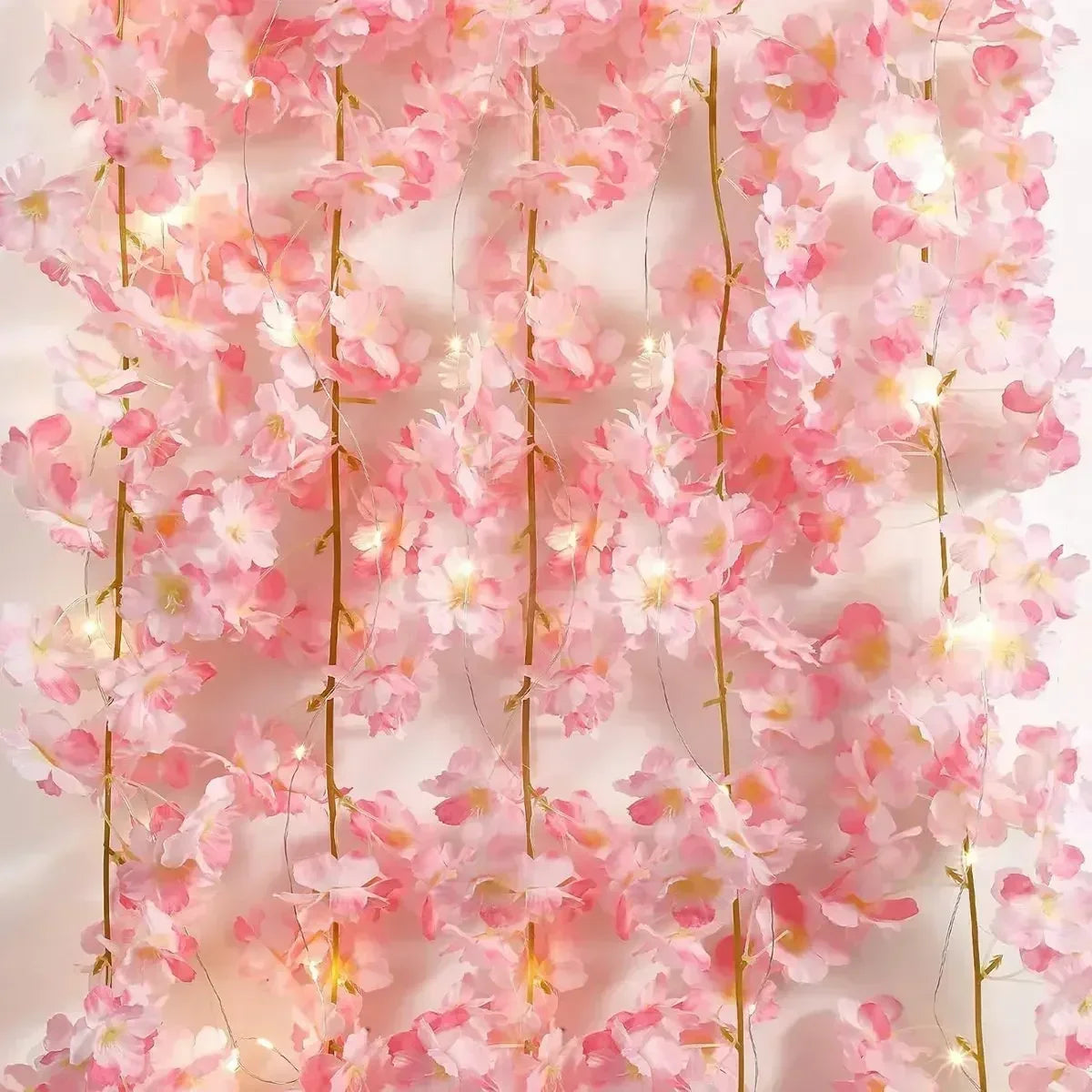 2M LED Cherry Blossom Wreath Bedroom Artificial Vine Decoration Fairy Light Wedding Proposal Valentine's Day String Lights