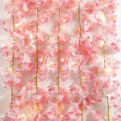 2M LED Cherry Blossom Wreath Bedroom Artificial Vine Decoration Fairy Light Wedding Proposal Valentine's Day String Lights