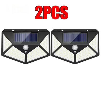 6 PCS 100 LED Solar Sensor Wall Light Outdoor Sunlight Security Street Lamp 270° Lighting Waterproof Torch Garden Night Lantern