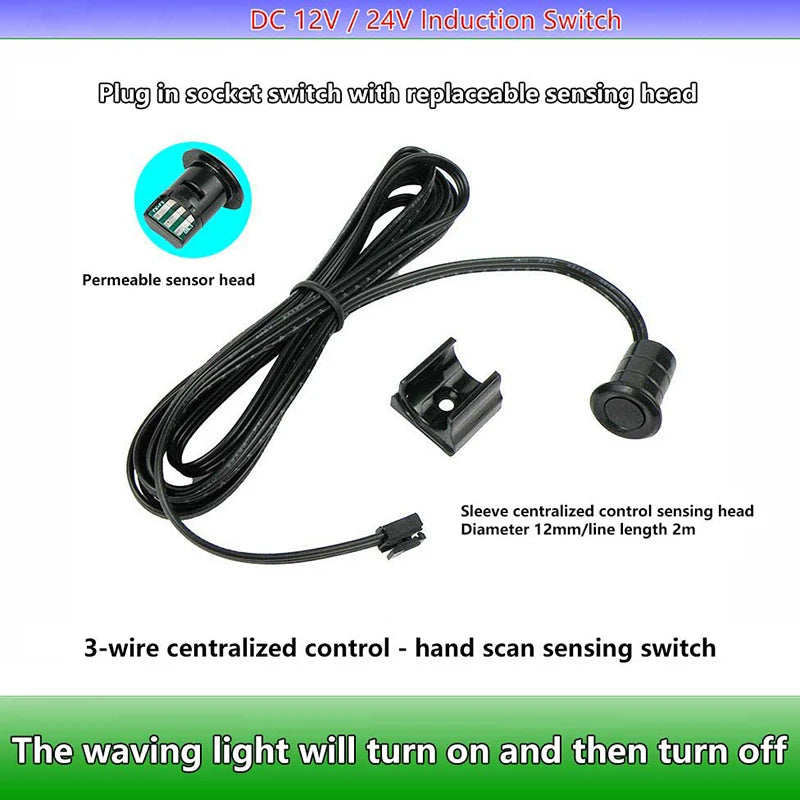 New Mini LED Cabinet Light Sensor Switch 12V 24V Touch/Hand Sweep/PIR Motion/Door ON/OFF Kitchen Wardrobe Lamp Control