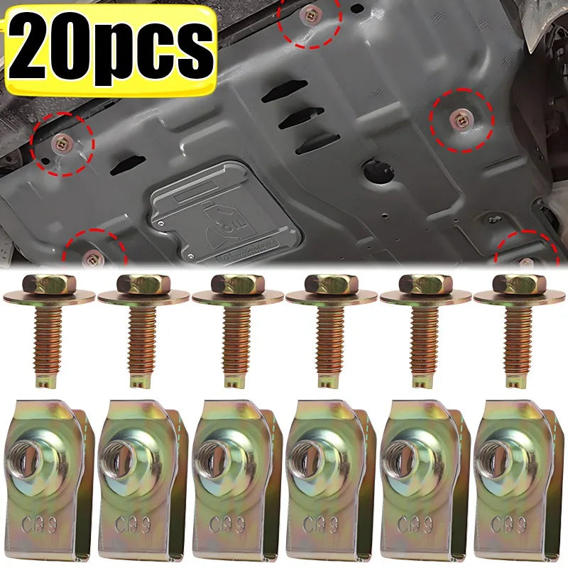 Car Body Bolts & U-nut Clips M4/M5 Engine Under Cover Splash Shield Body Bumper Fender Push Clips Universal Auto Accessories