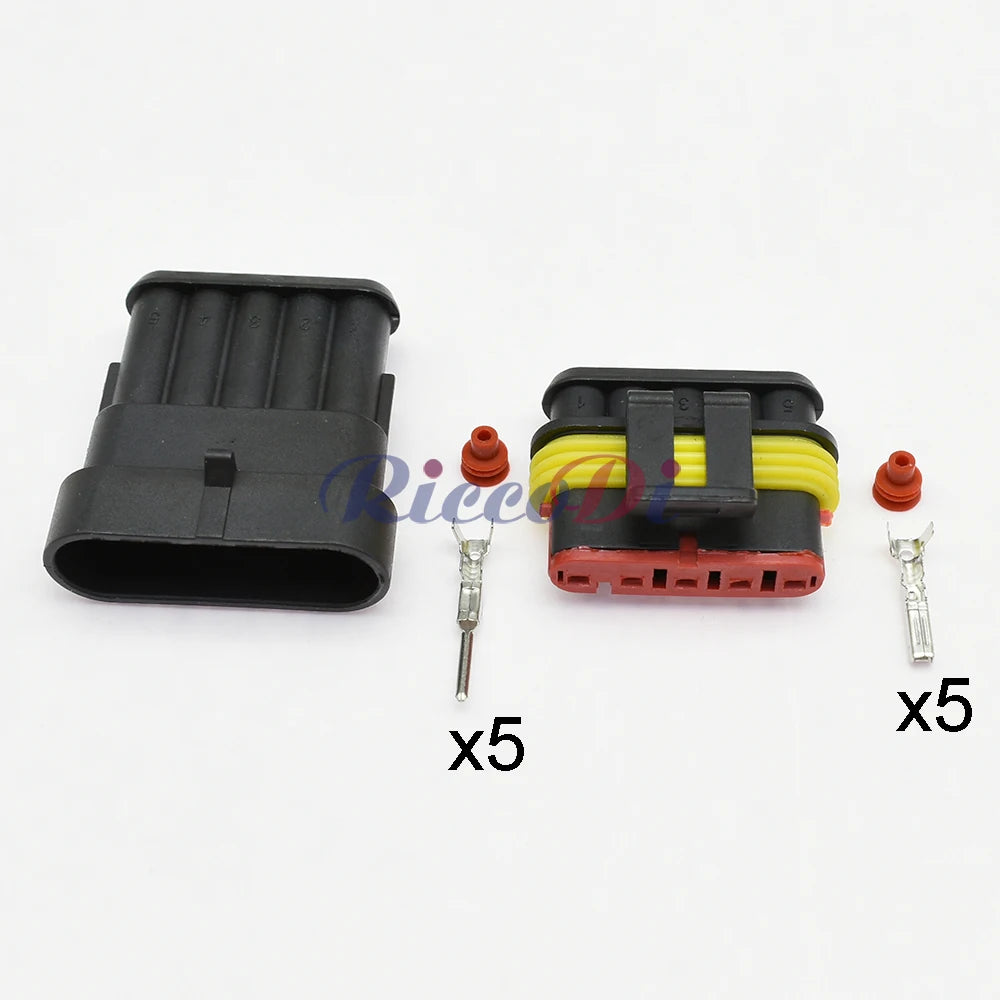 5-Pin Superseal Waterproof Automotive Connector 282089-1 / 282107-1 | PA66 Male Female Plug | 1.5mm Series