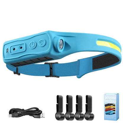 LED Sensor Headlamp Rechargeable Head Torch 5 Mode for Outdoor