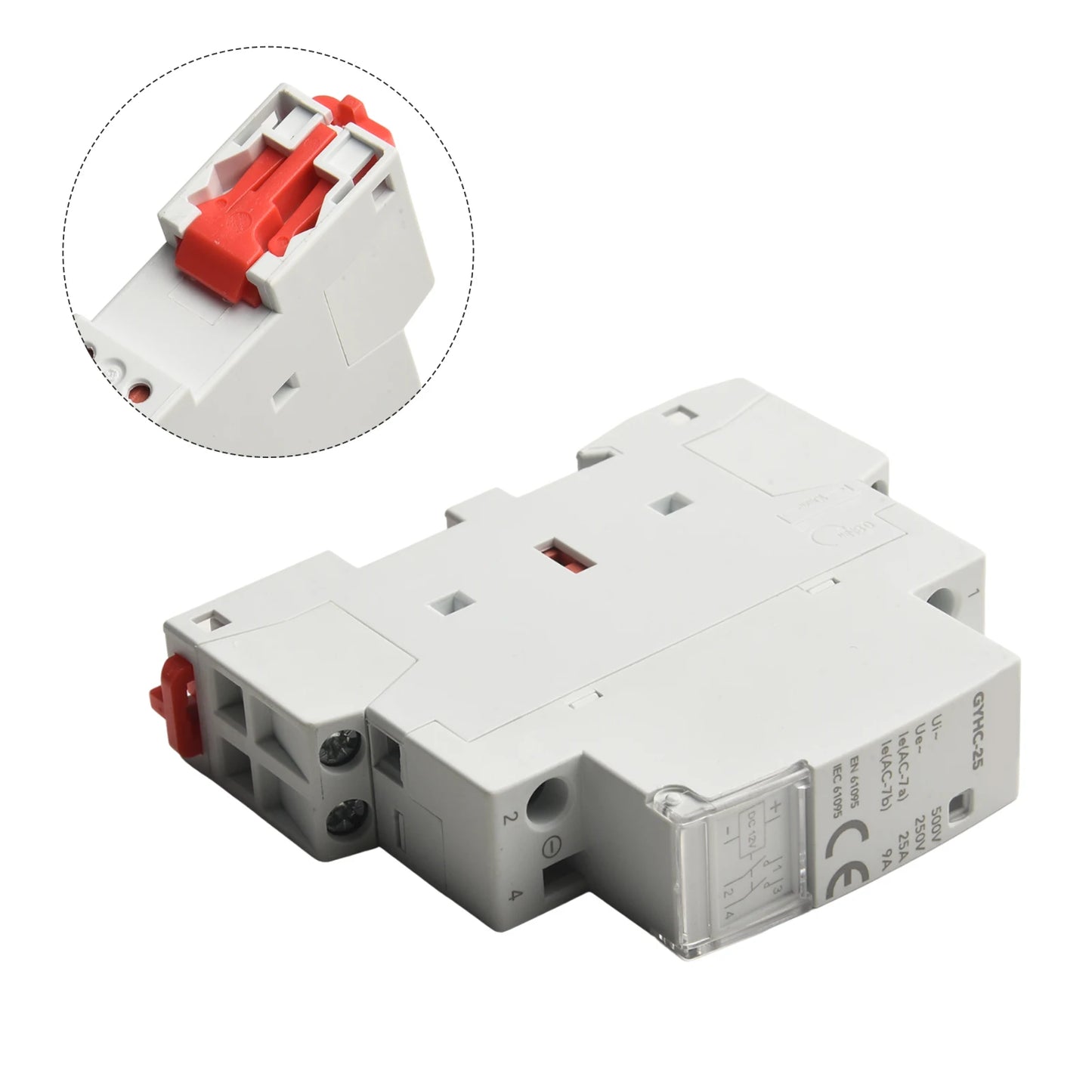 25A Contact Din Rail Mount RoHS Compliant Transparent Flip Cover Flame Retardant Plastic Low Power Consumption