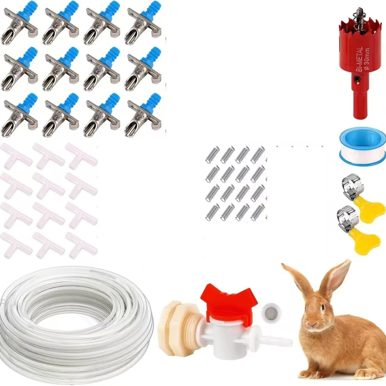 24pcs/Set Rabbit Drinking Fountain With Double Spring Duckbill Spout For Breeding And Cage Use Plastic