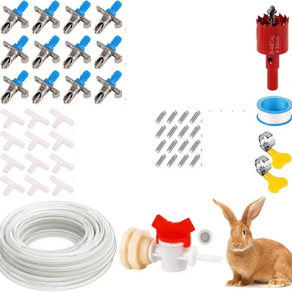 24pcs/Set Rabbit Drinking Fountain With Double Spring Duckbill Spout For Breeding And Cage Use Plastic