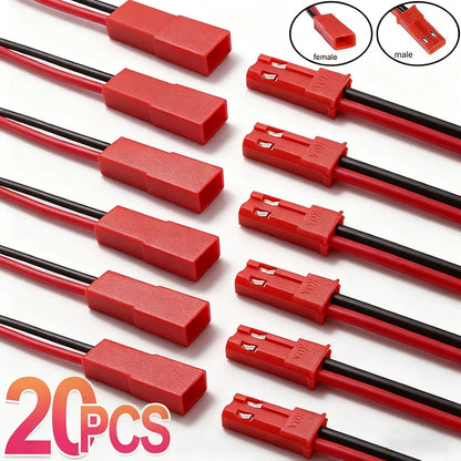 20x JST 2 Pin Male Female Plug Connector, Wire Plug Jack Terminals, Copper Wire Cable Adapter for LED Lamp Strip