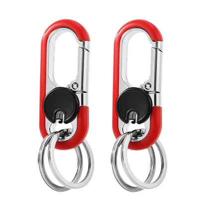 Men Stainless Steel Keychain Hook Carabiner Bottle Opener Double Ring