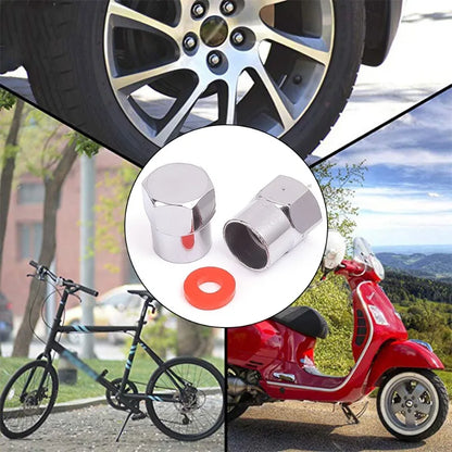 Car Flat Head Valve Caps Universal Chrome Tyre Valve Stem Caps