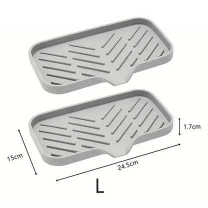 New Faucet Mat Kitchen Sink Tray, Soap Dispenser Sponge Drain Pad, Sink Splash Drying Mat, Countertop Storage Soap Tray
