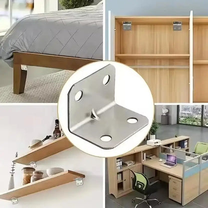New 20pcs Angle Iron Board Table Chair Connector, 90-Degree Fixed Angle Plate Bracket for Shelf, Wardrobe, Cabin Accessories
