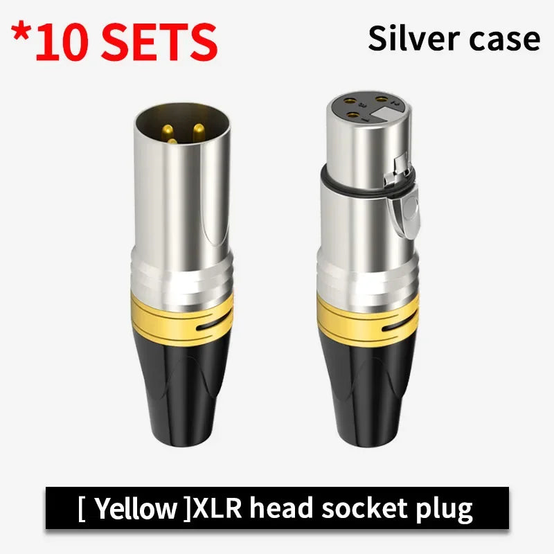 3Pin XLR Color Head Pure Copper Pin Male and Female Audio Microphone Connector Canon Welding Plug Socket