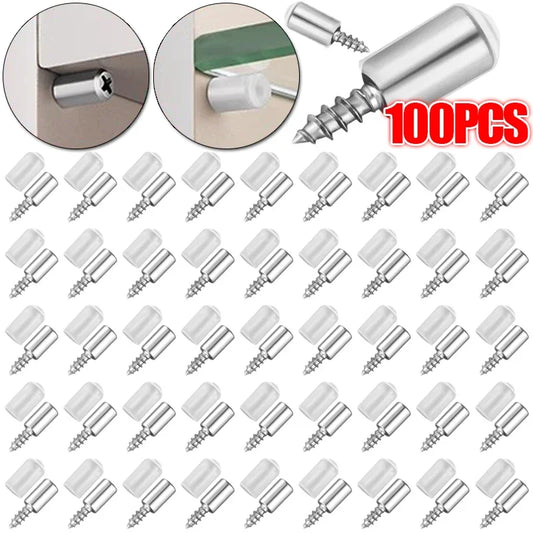 8-100PCS Cross Self-tapping Screw with Nonslip Rubber Cabinet Board Laminate Support DIY Wardrobe Cabinet Glass Partition Nails