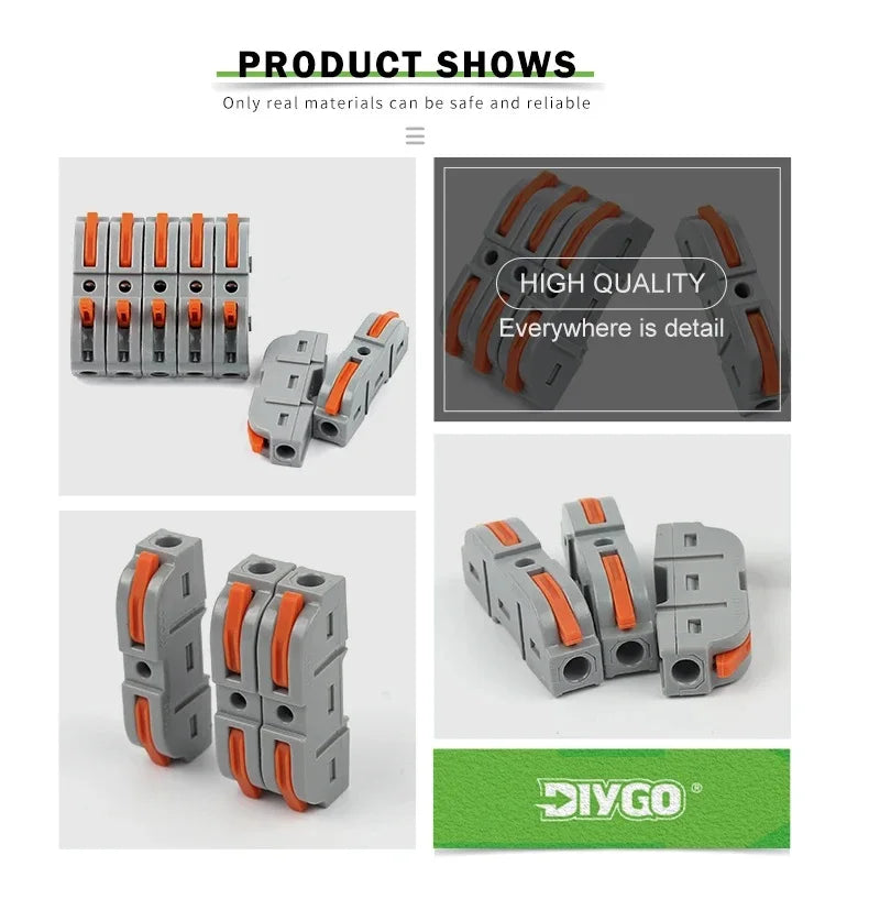 DIY GO Quick Splicing Multiplex Butt Wire Connector, Compact Electrical Cable Terminal Block, Home Wiring Connectors Junction Box
