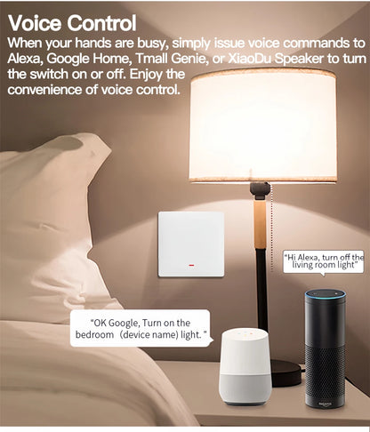 Tuya ZigBee Smart Light Switch No Neutral Wire 1/2/3 Gang Wall Touch Switch Works with Alexa Google Home