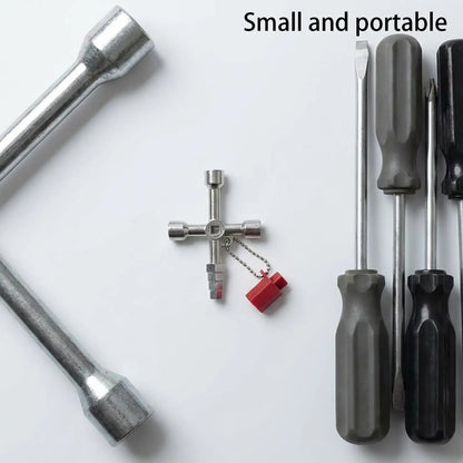 4in1 Silver Key Wrench Electrical Elevator Control Cabinet Valve Multi Purpose Zinc alloy Triangular Wrench Portable Hand Tools