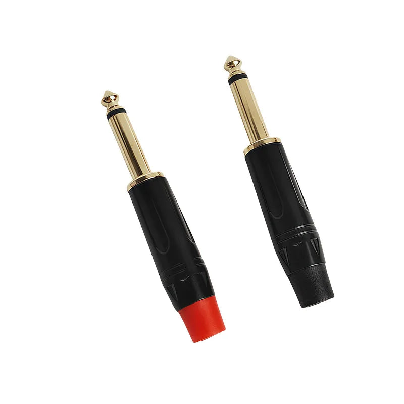 6.3mm Mono Plug to Gold RCA Connector Coaxial AV Audio Video Solder Adapter for Speaker Amplifier Mixer PC DIY