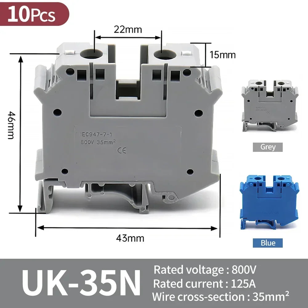 Premium Brass UK Screw Clamp Connector for Wiring DIN Rail Mounted UK1.5N 2.5B 3N 5N 6N 10N 16N 25N 35N 50N