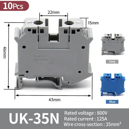 Premium Brass UK Screw Clamp Connector for Wiring DIN Rail Mounted UK1.5N 2.5B 3N 5N 6N 10N 16N 25N 35N 50N