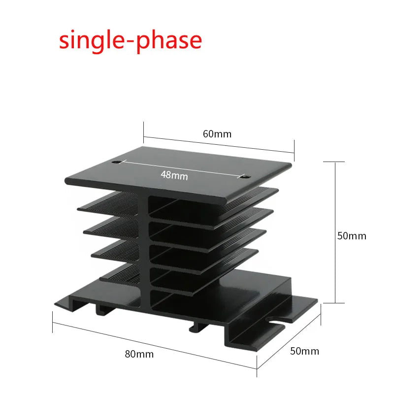 Aluminum Heat Sink for SSR Solid State Relay 10A–100A 12V–220V Cooling Base Single/Three Phase