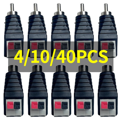 RCA Male Female to Terminal Block Adapter Solderless AV Audio Video Connector for Speaker Home Theater CCTV