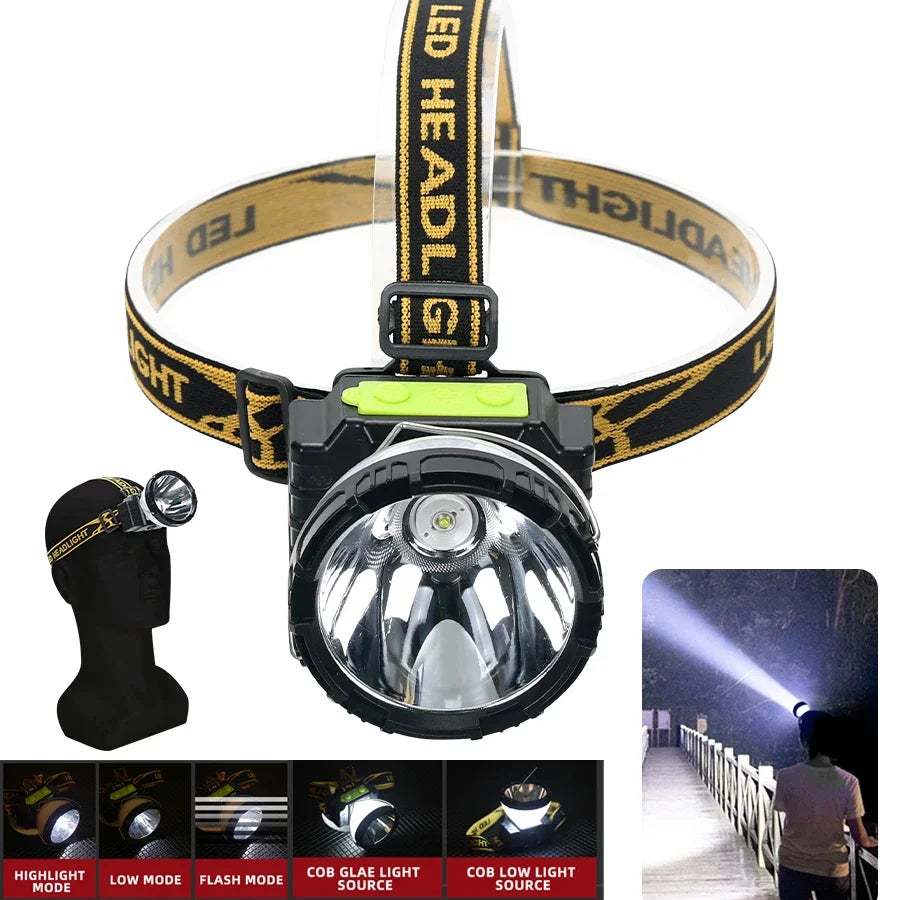 COB LED Induction Headlamp USB Rechargeable 5 Mode 18650 Headlight