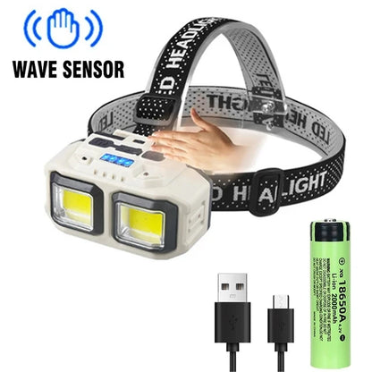 Powerful LED HeadlampTorch USB Rechargeable Flashlight Headlight Waterproof Head Light Camping Fishing Mining Light Lamp Torch