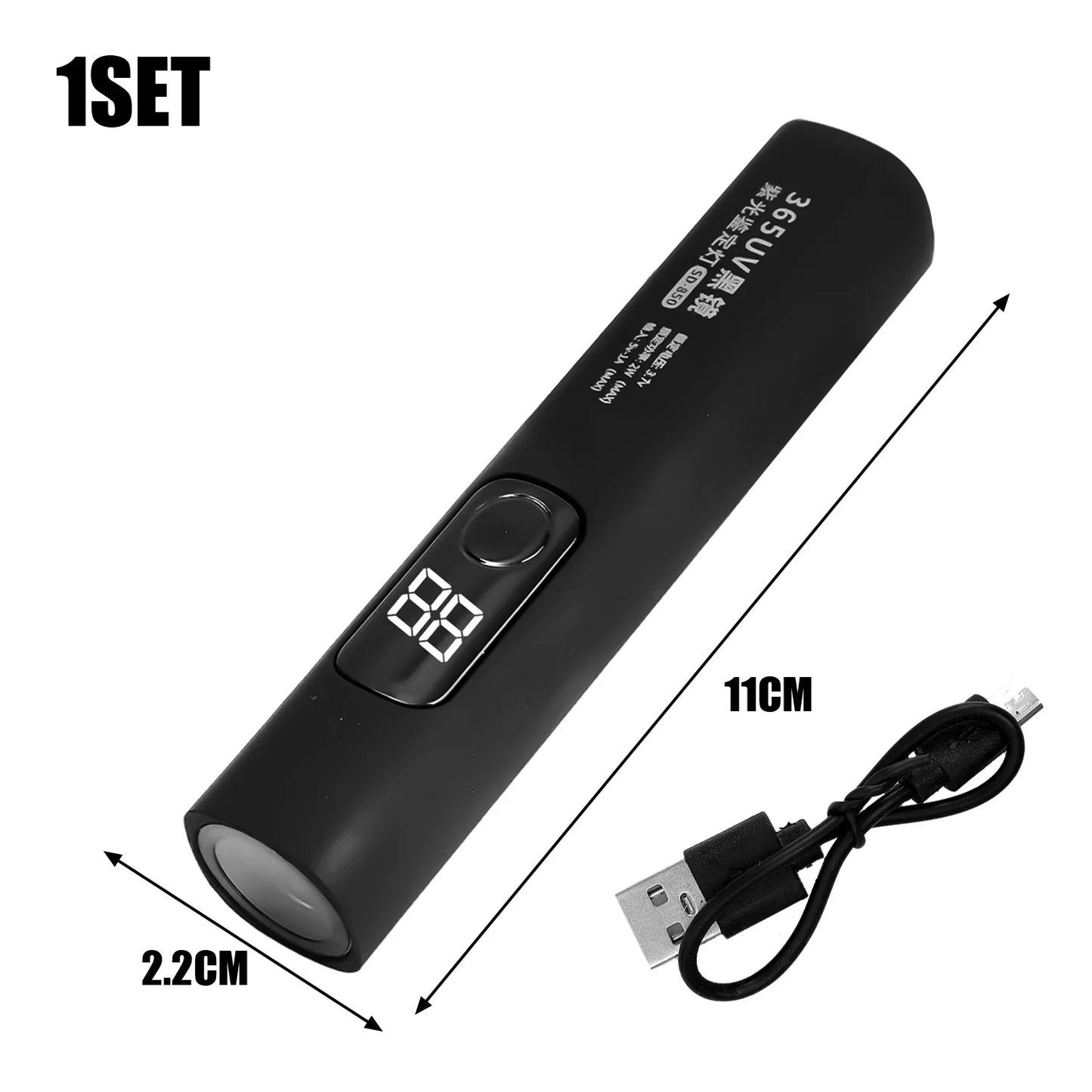 365nm Purple Light Lamp BlackLight Banknote Detection USB Charging Flashlight Curing Colloidal Pet Moss Cat Stains Detector